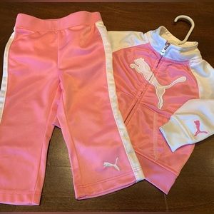 Puma - 12 month, pink and white track suit